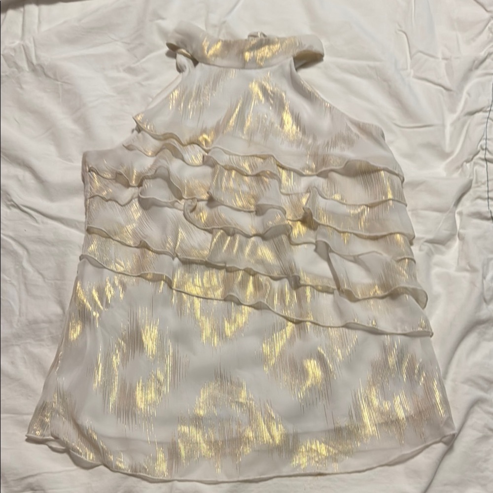 Elegant White and Gold Women's Top